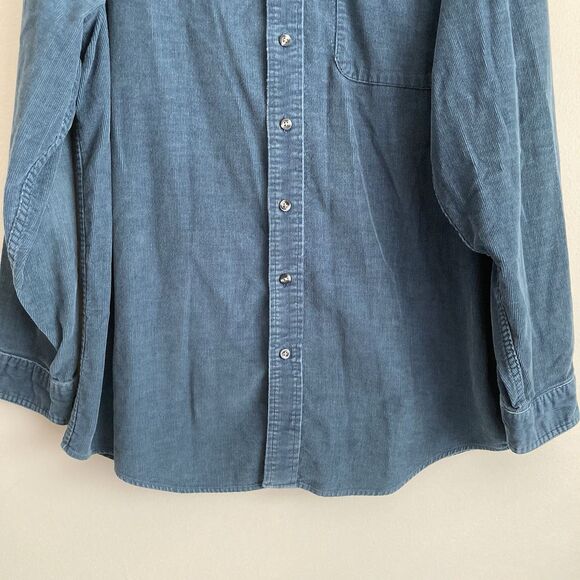 LL Bean Mens Blue Corduroy Button Down Shirt Size Large TALL 100% Cotton Classic - Picture 5 of 9